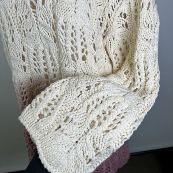 Free People Sweater Ombre Slouchy Mockneck Open Knit Oversized Pink Small Boho - Picture 9 of 12